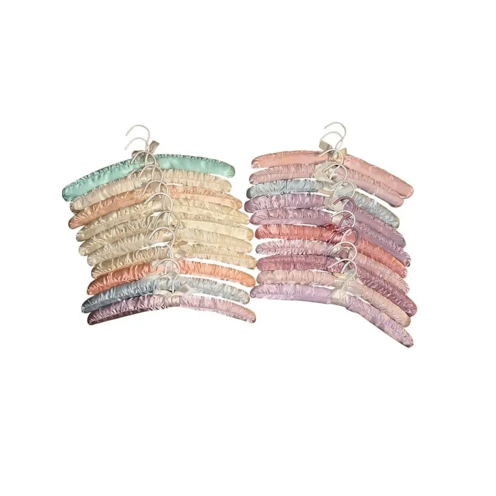 Vintage Satin Padded Hangers Lot of 20 Pastel Pink Blue Ivory Cottagecore Closet